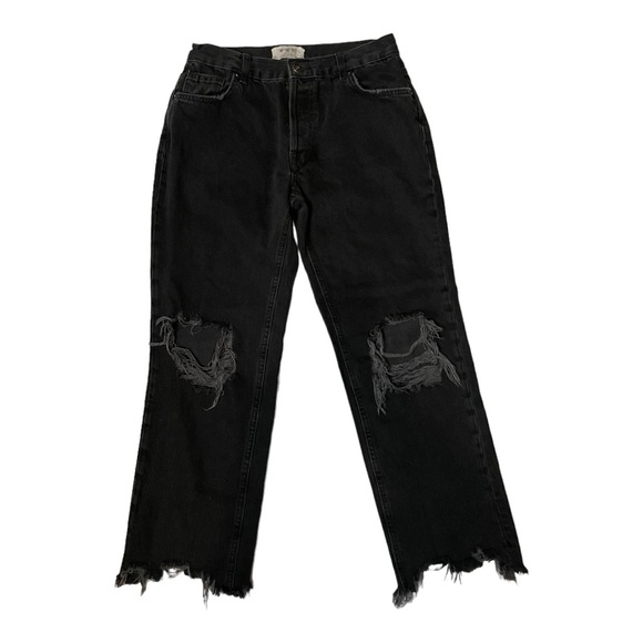 We The Free Maggie Mid Rise Distressed Black Jeans Size 27 - Picture 5 of 11